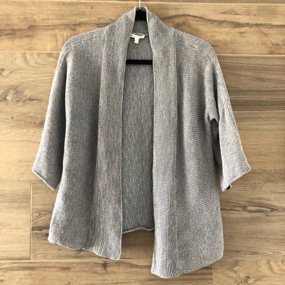 Eileen Fisher Gray Cotton Knit Cardigan Size S